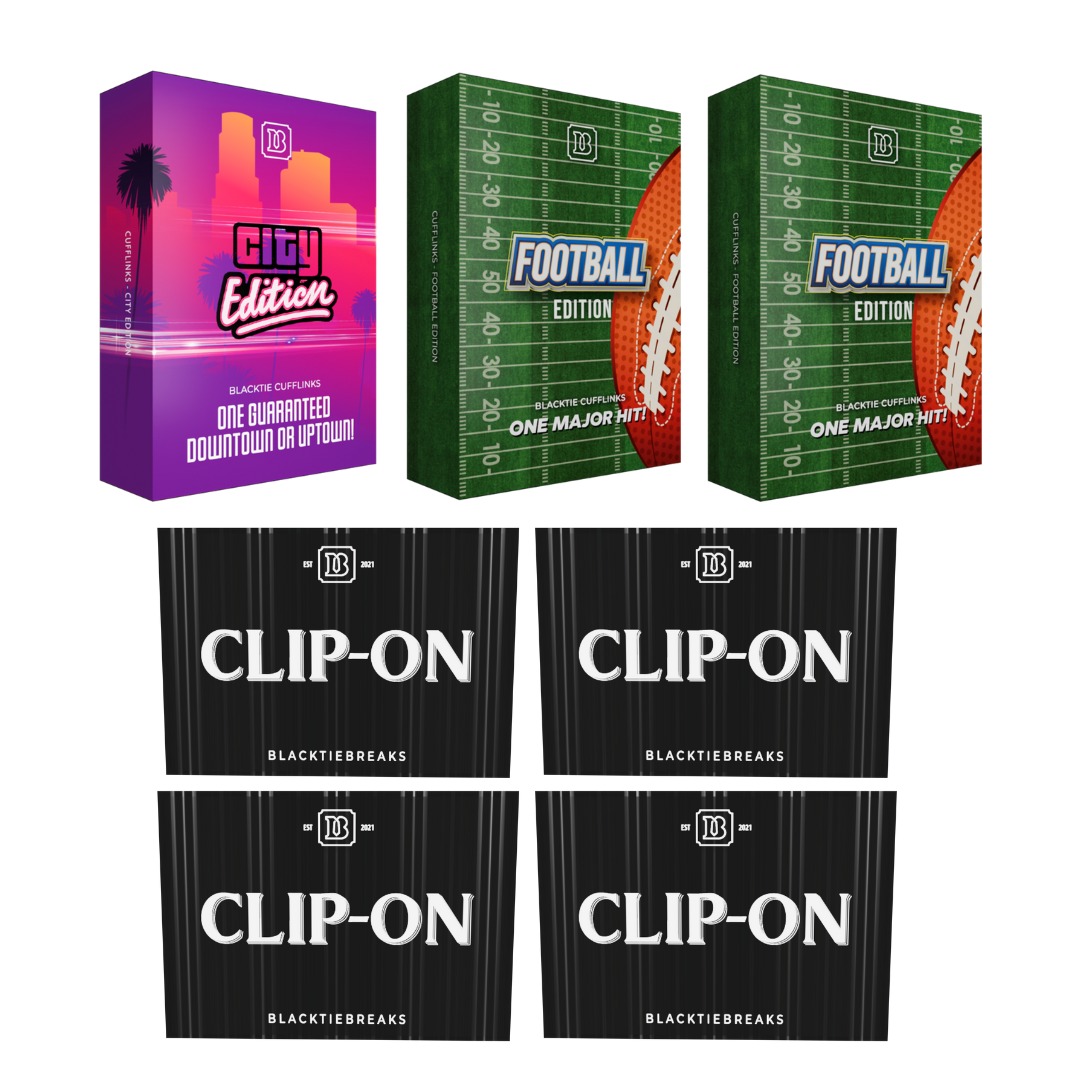 BREAK#430 SATURDAY BlackTie Cufflink City Edition + Cufflink Football Edition (x2) + Football Clip-On (x4) Pick Your Team (BP) RIP ON FILL