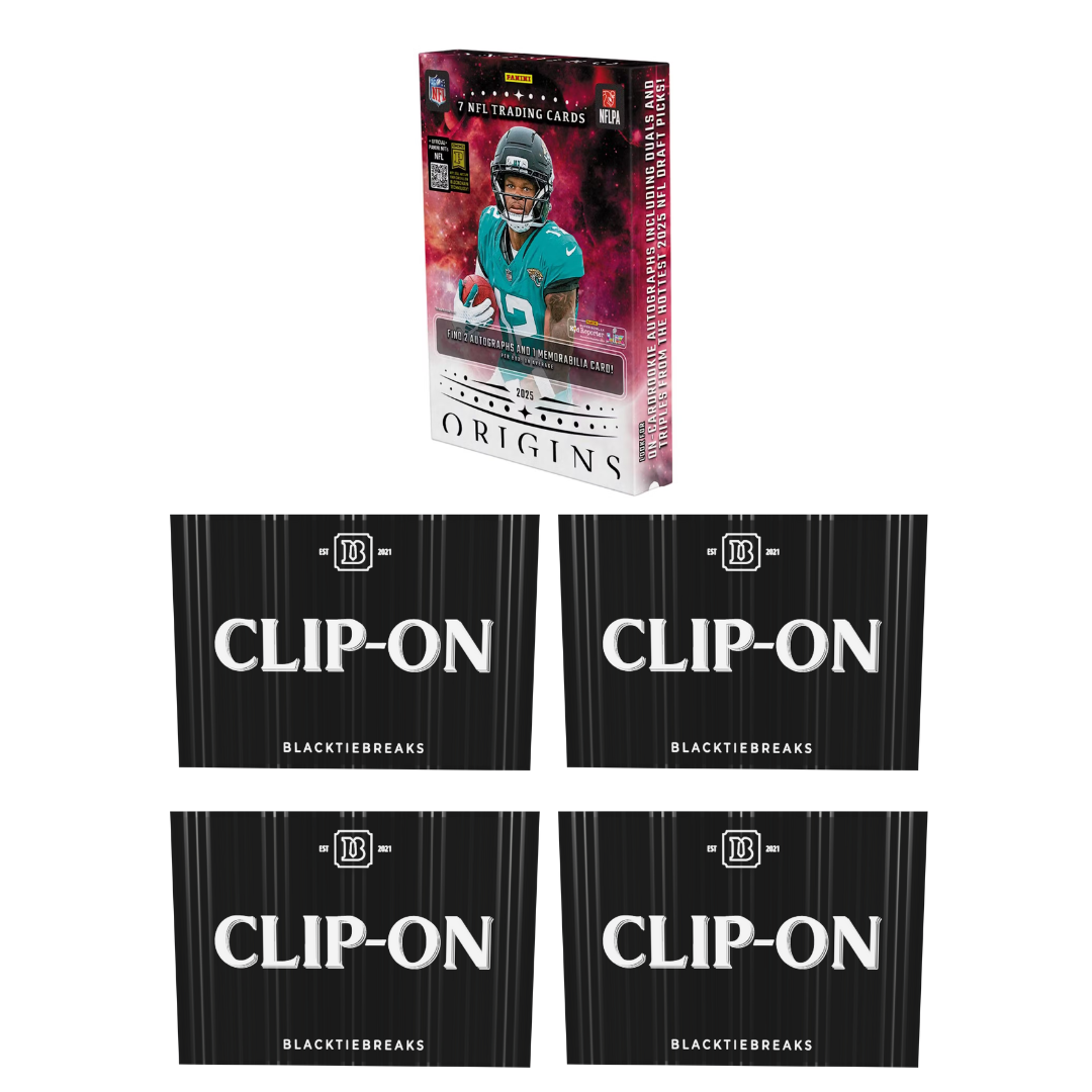 BREAK#462 MONDAY 10/27/25 06:00 PM EST or RIP ON FILL 2025 Panini Origins Football Hobby + BlackTie Football Clip-On (x4) Pick Your Team (BS)
