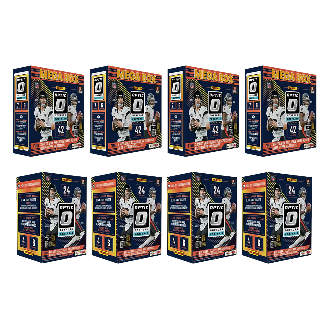 BREAK#417 SATURDAY 10/25/25 10:00 AM EST or RIP ON FILL 2024 Panini Donruss Optic Football Mega (x4) + Panini Donruss Optic Football Blaster (x4) Pick Your Team (BSFO)