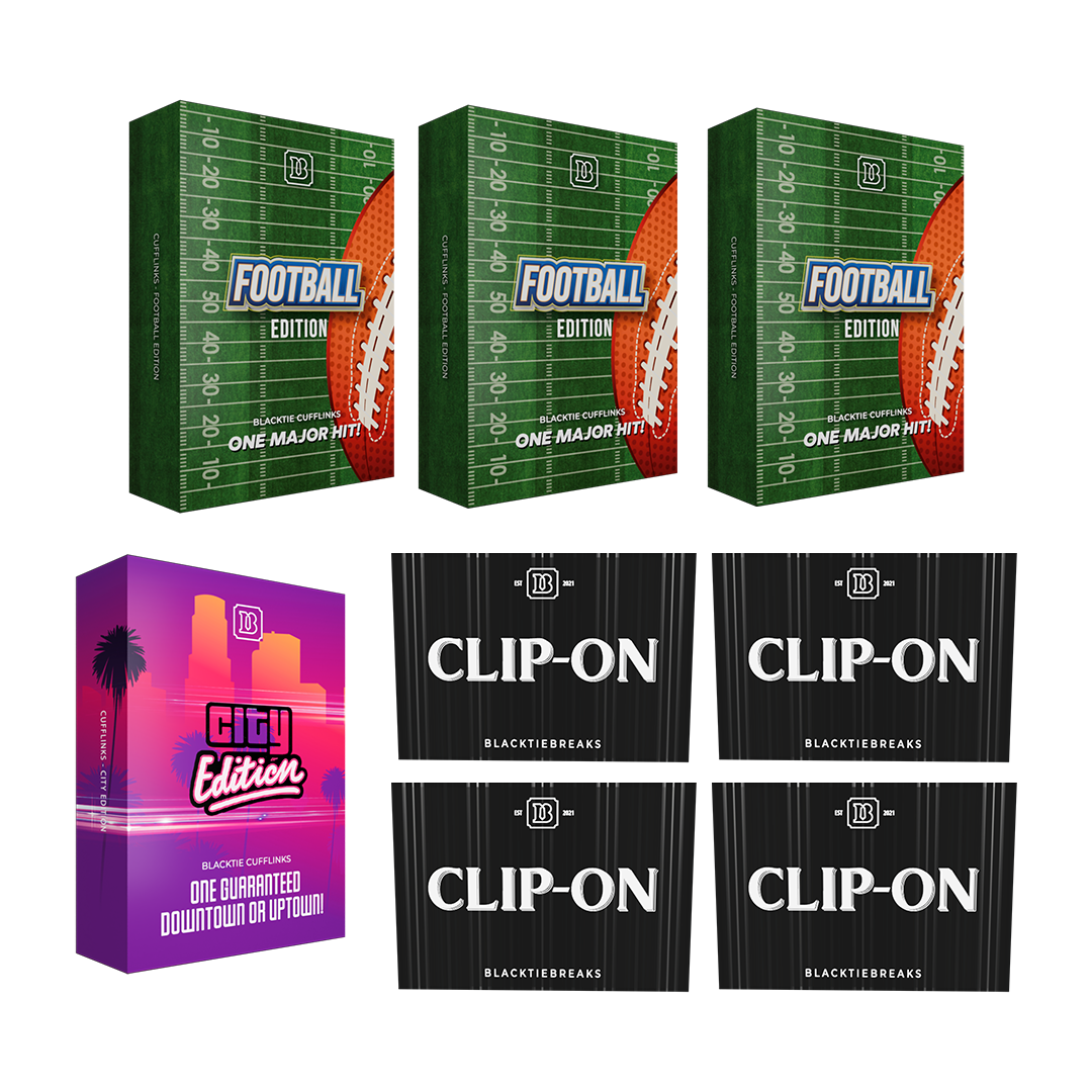 BREAK#274 FRIDAY BlackTie Cufflink City Edition + Cufflink Football Edition (x3) + Football Clip-On (x4) Pick Your Team (BPBS) RIP ON FILL