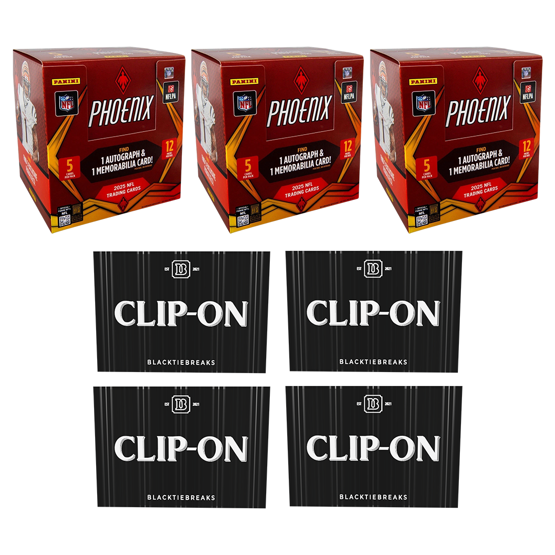 BREAK#016 SATURDAY 2025 Panini Phoenix Football Preferred Hobby (x3) + BlackTie Football Clip-On (x4) Pick Your Team (BS) 05/23/26 09:00 AM EST or RIP ON FILL