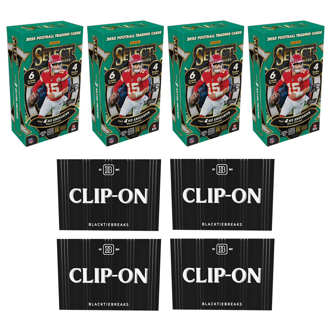 BREAK#019 SATURDAY 2025 Panini Select Football H2 Hybrid Hobby (x4) + BlackTie Football Clip-On (x4) Pick Your Team (BS) 05/23/26 12:00 PM EST or RIP ON FILL