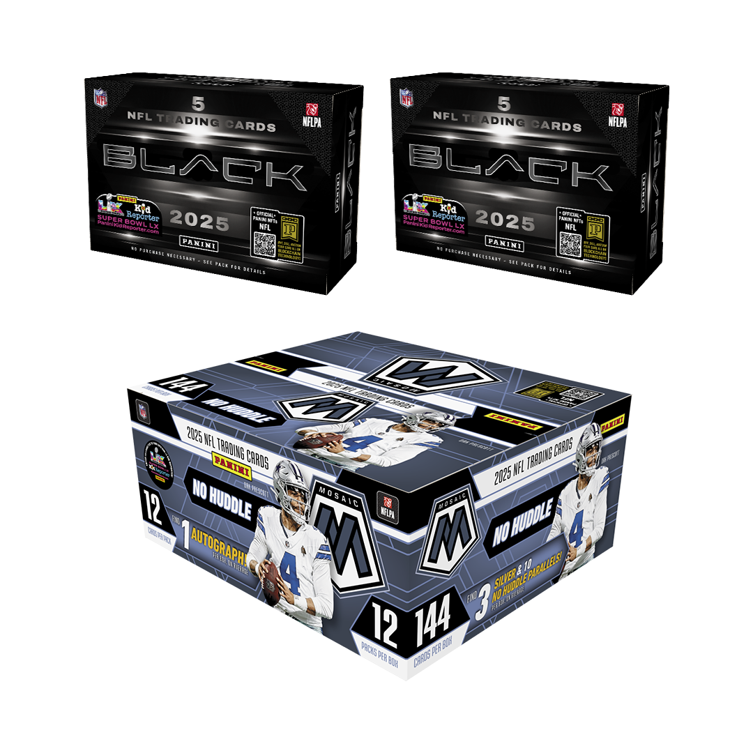 BREAK#052 SUNDAY 11/30/25 07:30 PM EST or RIP ON FILL 2025 Panini Black Football Hobby (x2) + Panini Mosaic Football No Huddle Hobby Pick Your Team (BP)