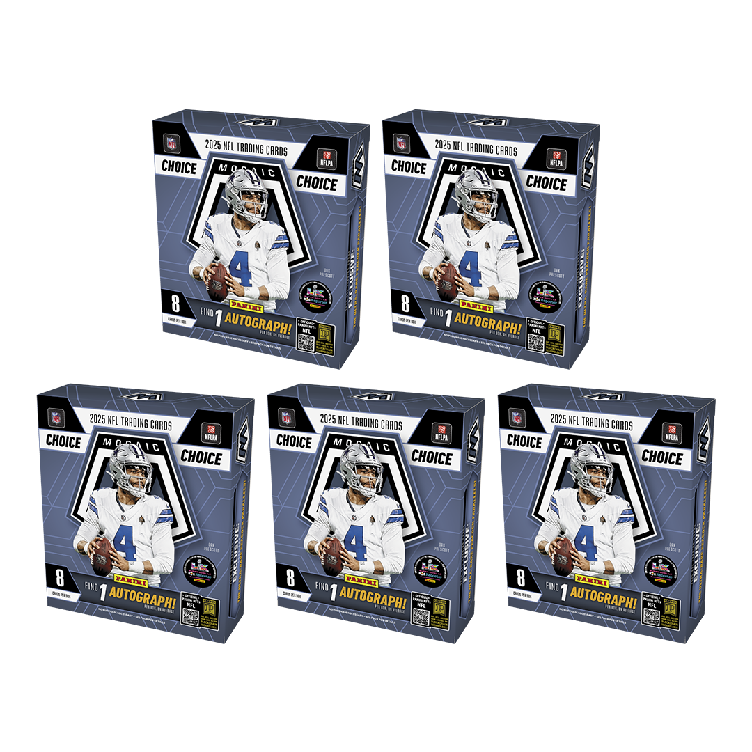BREAK#055 SUNDAY 12/01/25 12:00 AM EST or RIP ON FILL 2025 Panini Mosaic Football Choice Hobby (x5) Pick Your Team (MD)