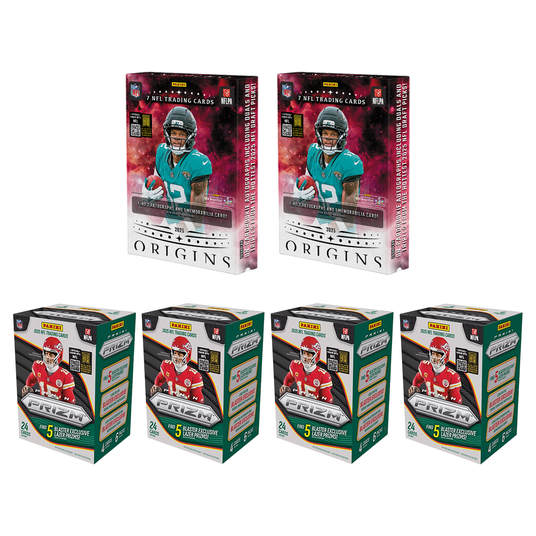 BREAK#103 THURSDAY 02/05/26 06:00 PM EST or RIP ON FILL 2025 Panini Origins Football Hobby (x2) + Panini Prizm Football Blaster (x4) Pick Your Team (MDFO)