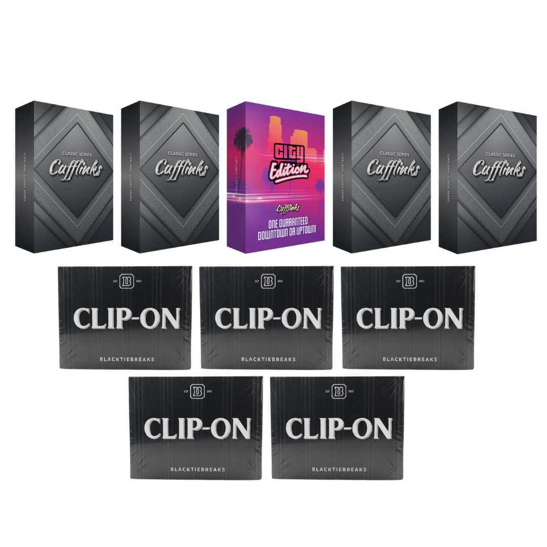 BREAK#158 BlackTie Multi-Sport Clip-On (x5) + BlackTie Multi-Sport Classic Cufflink (x4) + BlackTie City Edition Cufflink Team Break 09/14/26 RIP ON FILL