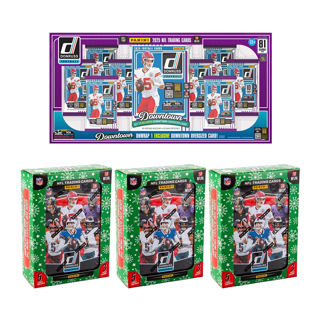BANGER#113 SATURDAY 2025 Panini Donruss Football Oversized Downtown Bundle + Panini Donruss Football Holiday Tin (x3) Pick Your Team (CT) RIP ON FILL