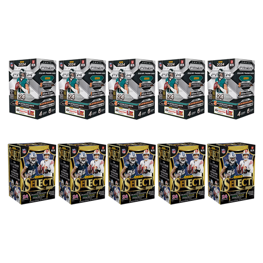 BREAK#115 TUESDAY 09:00 AM EST 2024 Panini Prizm Football Blaster (x5) + 2023 Panini Select Football Blaster (x5) Pick Your Team (PYT) Sports Trading Card Break (JR)