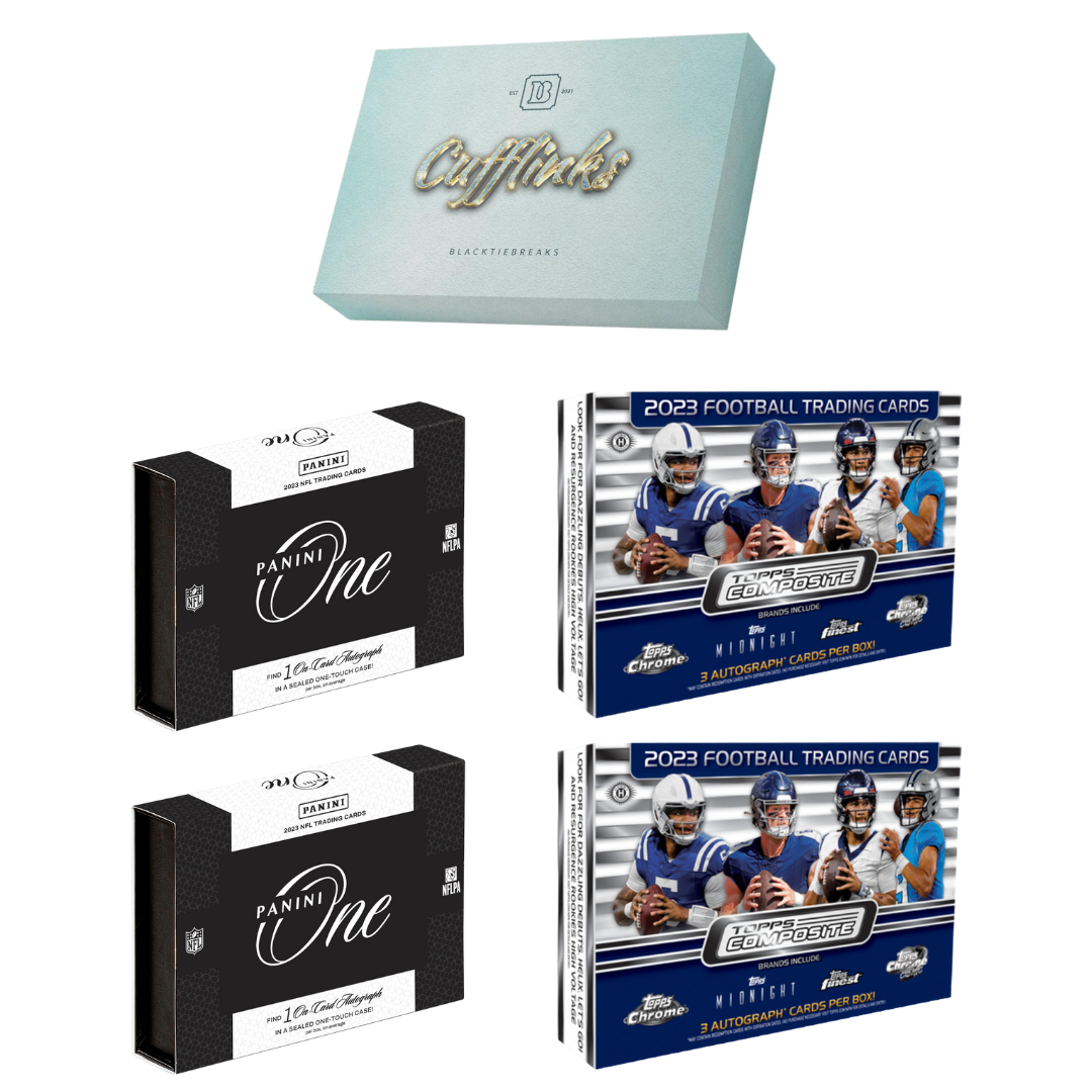 BREAK#120 SATURDAY 02:00 PM EST 2023 Topps Composite Football Breaker's Delight (x2) + Panini One Football Hobby (x2) + Panini Football Cufflink Pick Your Team (PYT) Sports Trading Card Break (BP)