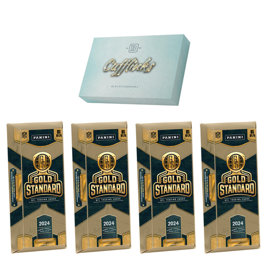 BREAK#121 SATURDAY 03:00 PM EST 2024 Panini Gold Standard Football Hobby (x4) + Panini Football Cufflink Pick Your Team (PYT) Sports Trading Card Break (BP)