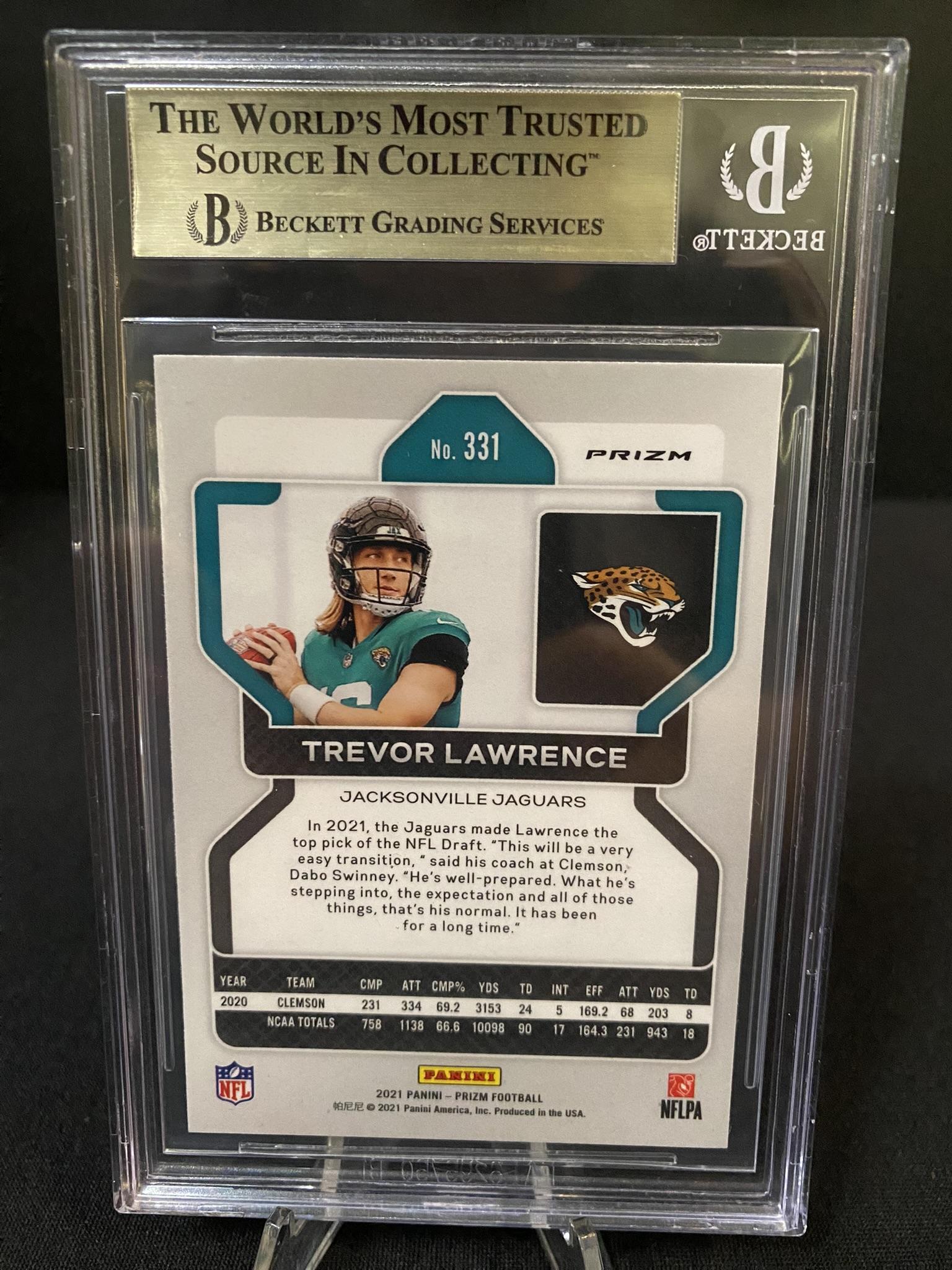 Trevor Lawrence 2021 Panini Prizm SSP Prizm White Sparkle Rookie BGS 9.5