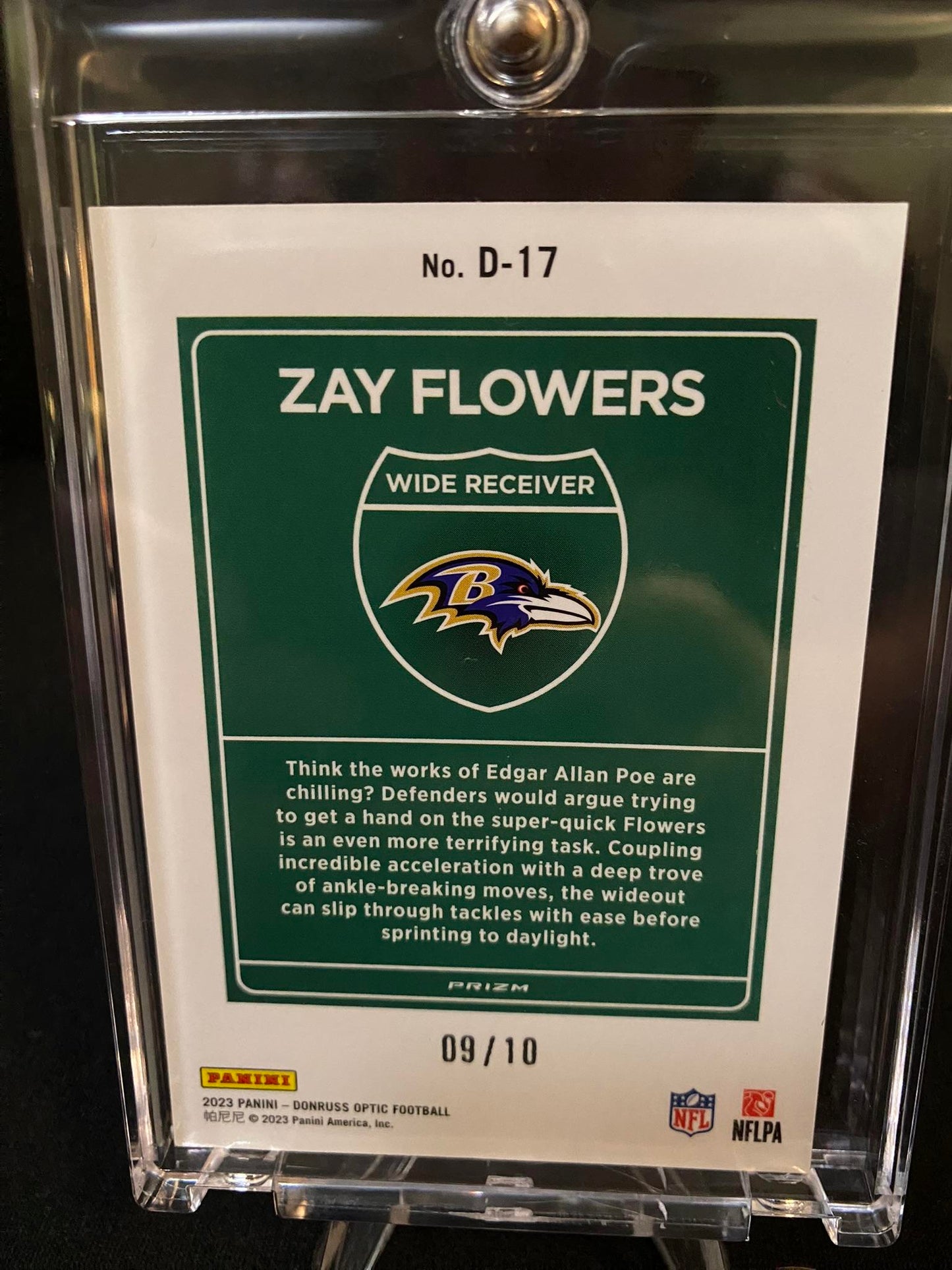 Zay Flowers 2023 Donruss Optic #D-17 Downtown! Gold /10 Baltimore Ravens