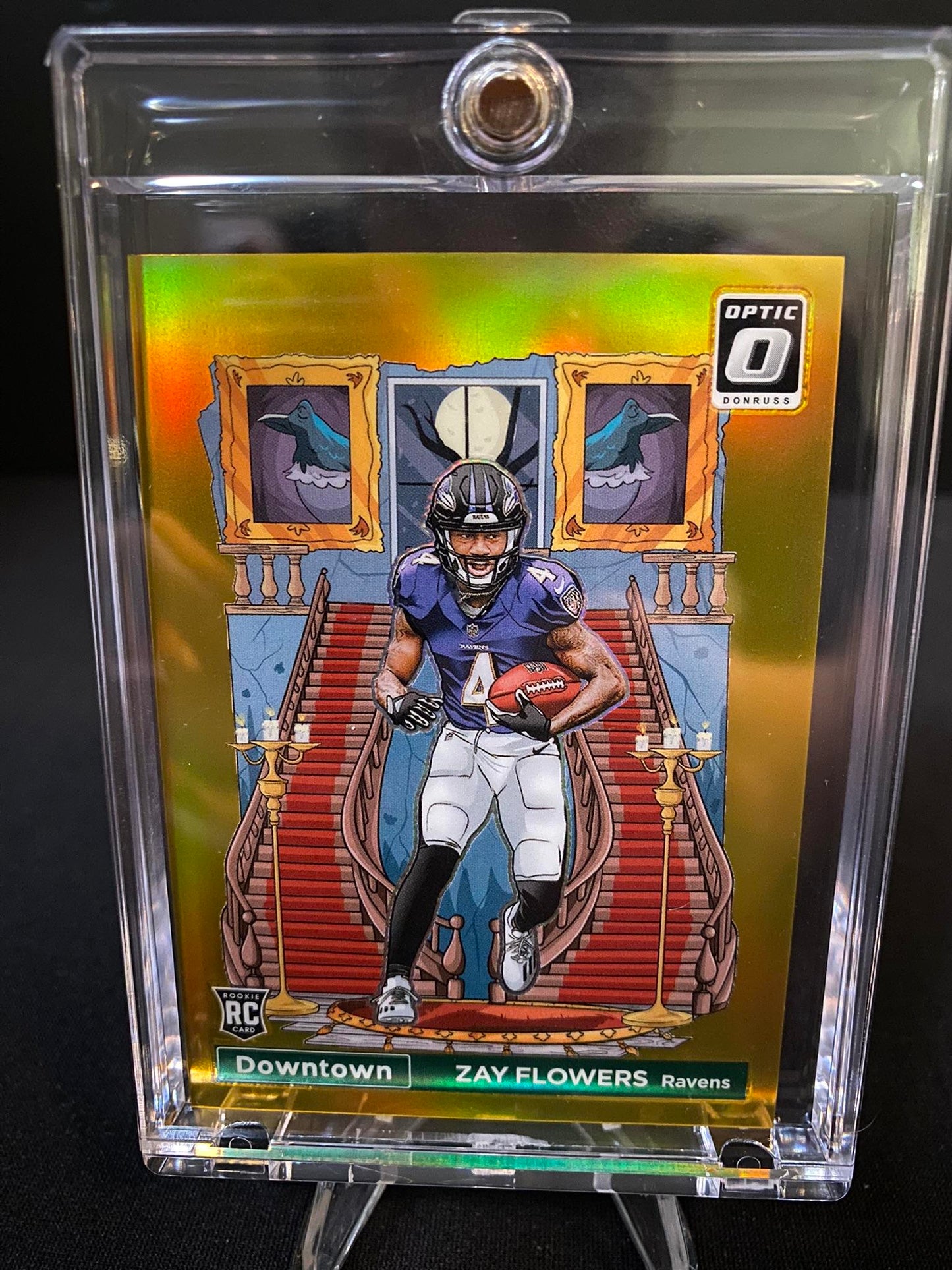 Zay Flowers 2023 Donruss Optic #D-17 Downtown! Gold /10 Baltimore Ravens