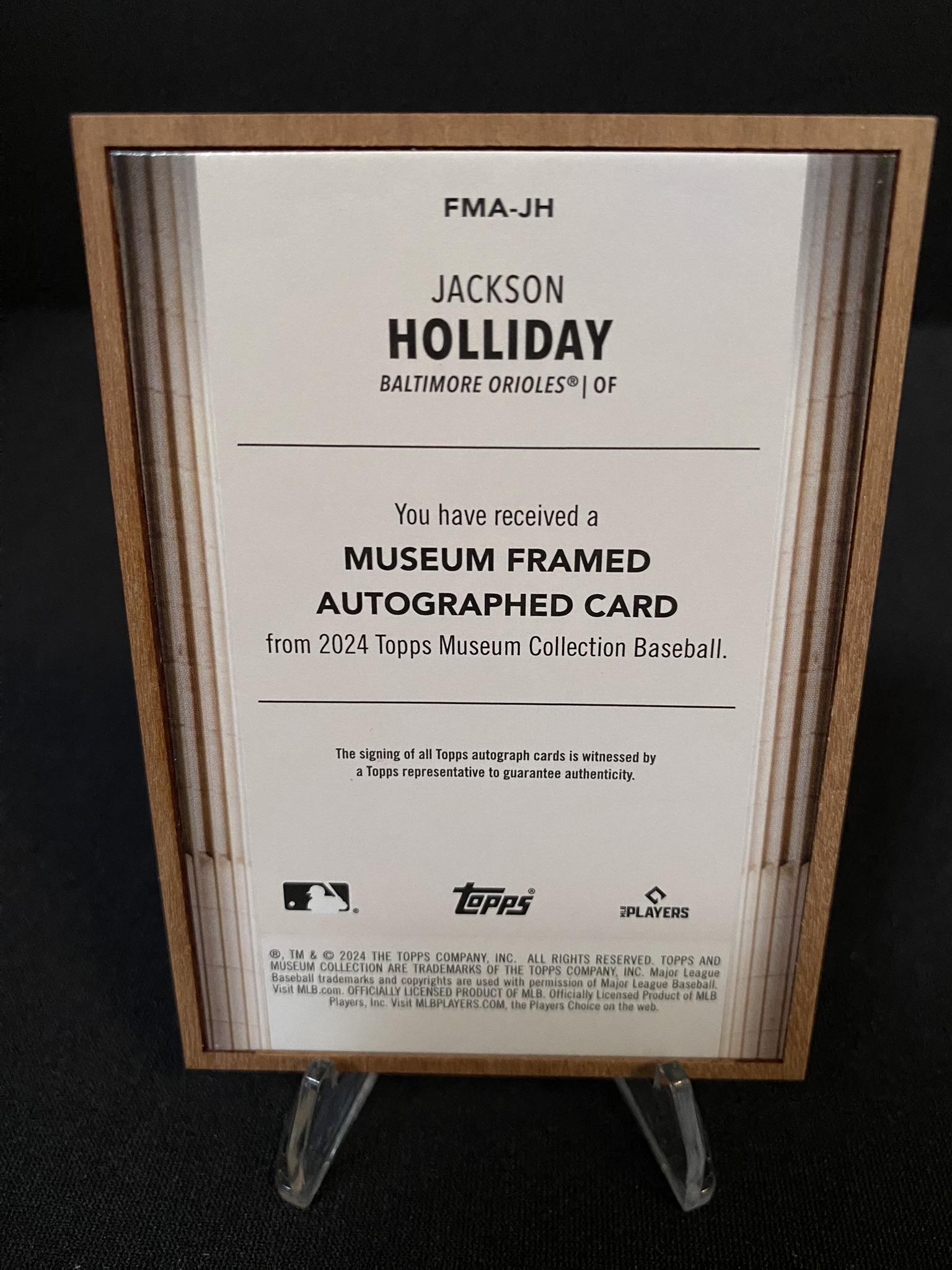 Jackson Holliday 2024 Topps Museum Collection FMAJH Wood Frame Auto