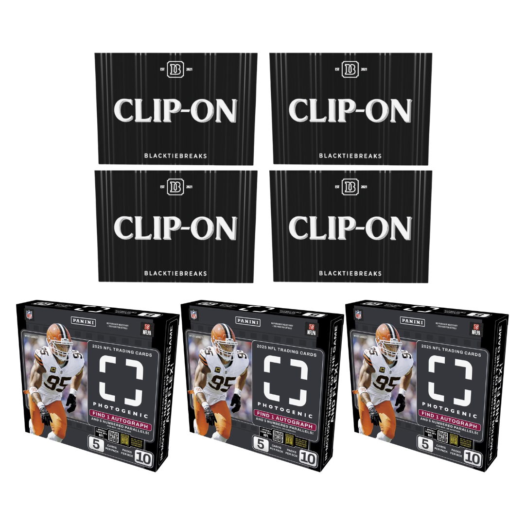 BREAK#127 FRIDAY 2025 Panini Photogenic Football Hobby (x3) + BlackTie Football Clip-on (x4) Pick Your Team (BS) 06/12/26 11:00 AM EST or RIP ON FILL