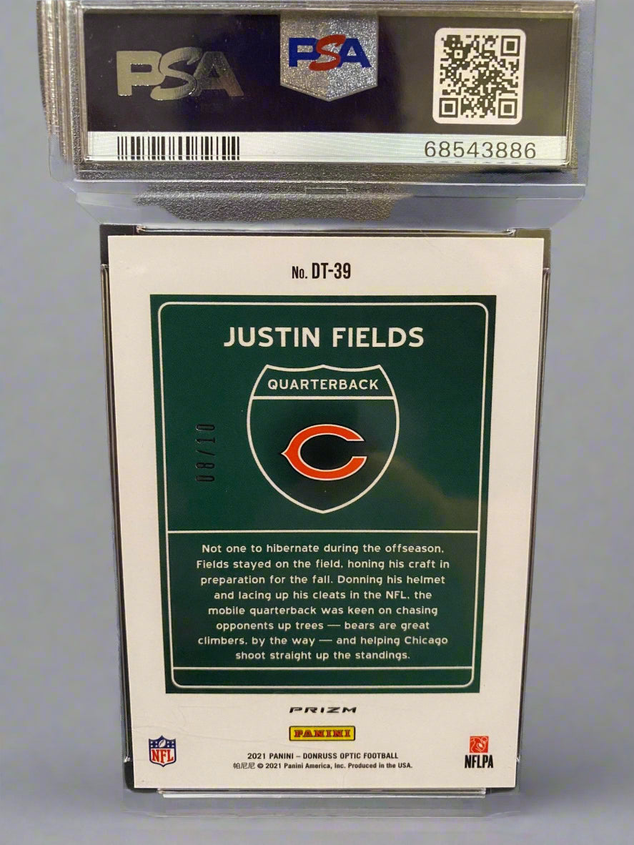 Justin Fields 2021 Panini Donruss Optic #DT-39 Downtown Gold /10 PSA 9
