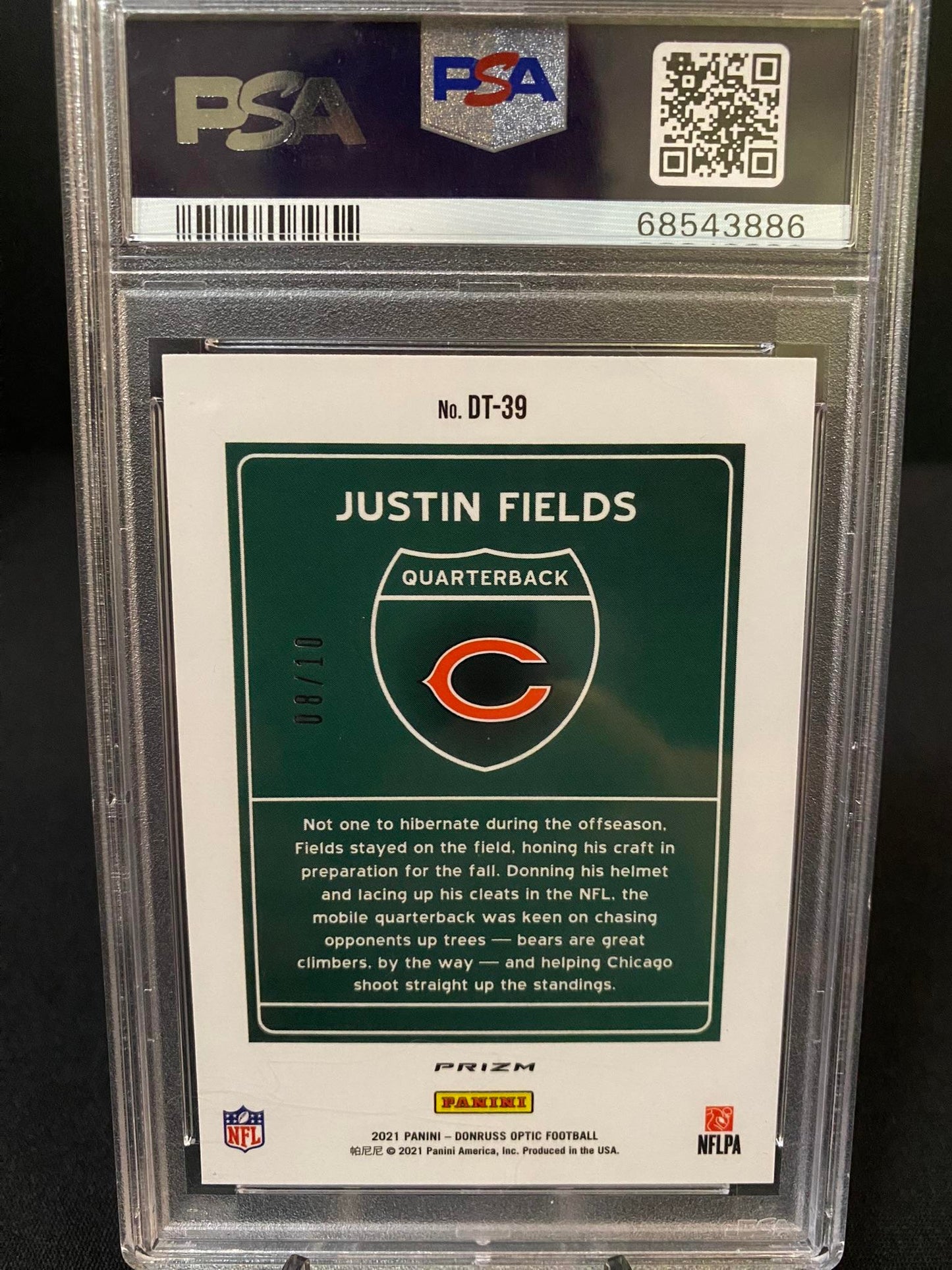 Justin Fields 2021 Panini Donruss Optic #DT-39 Downtown Gold /10 PSA 9