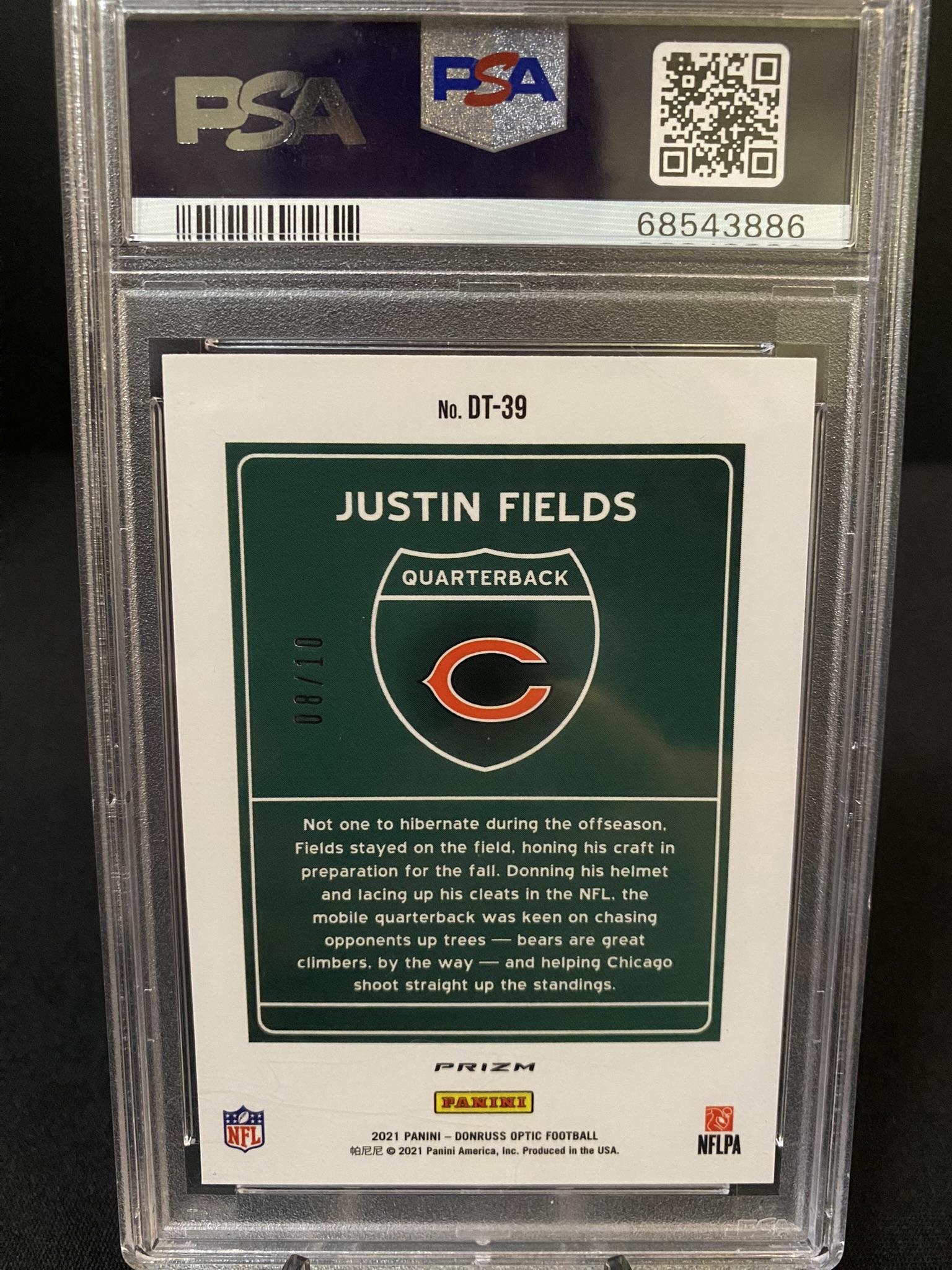 Justin Fields 2021 Panini Donruss Optic #DT-39 Downtown Gold /10 PSA 9