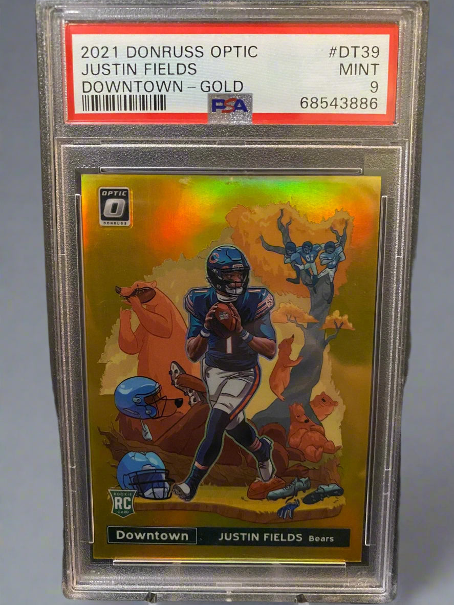 Justin Fields 2021 Panini Donruss Optic #DT-39 Downtown Gold /10 PSA 9