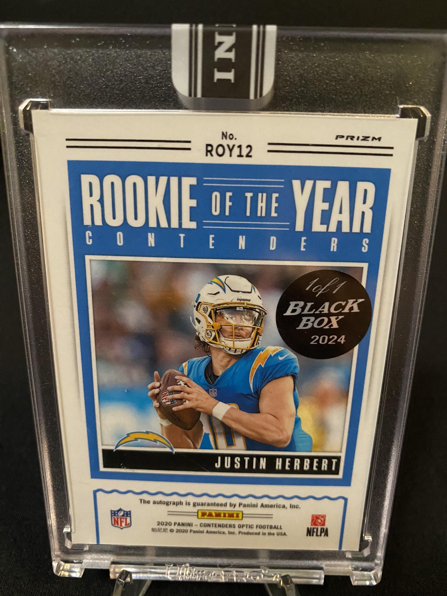 Justin Herbert 2020 Contenders Optic Rookie of the Year Black Box Auto 1/1