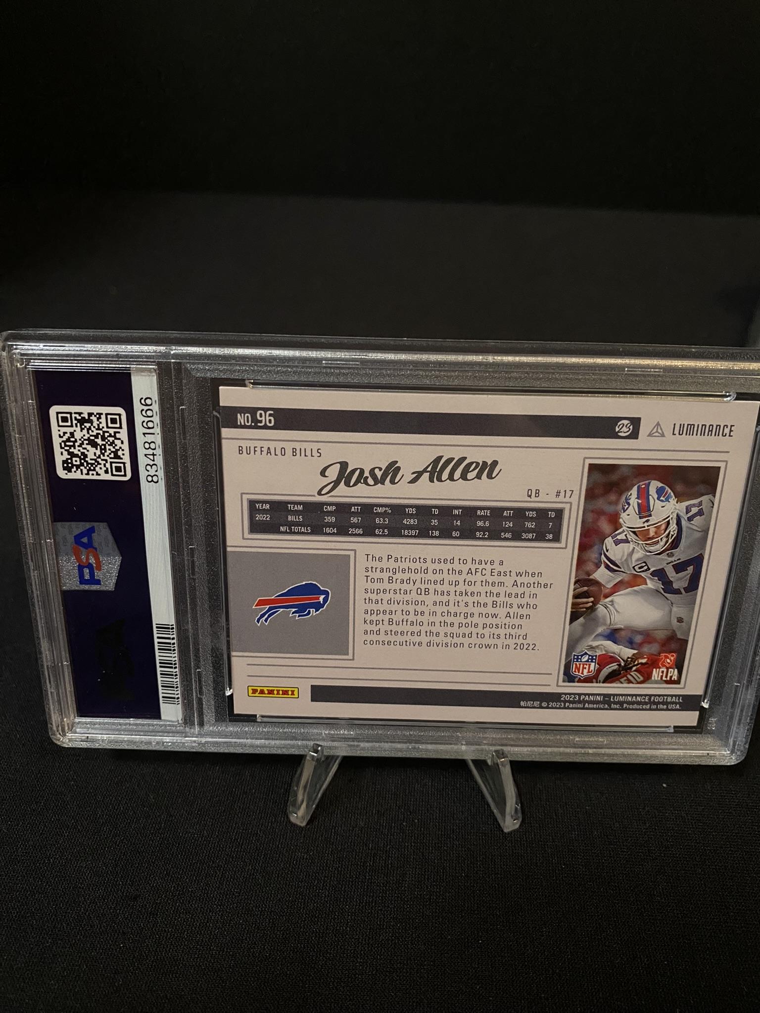 Josh Allen 2023 Panini Luminance #96 Platinum 1/1 Buffalo Bills PSA 10