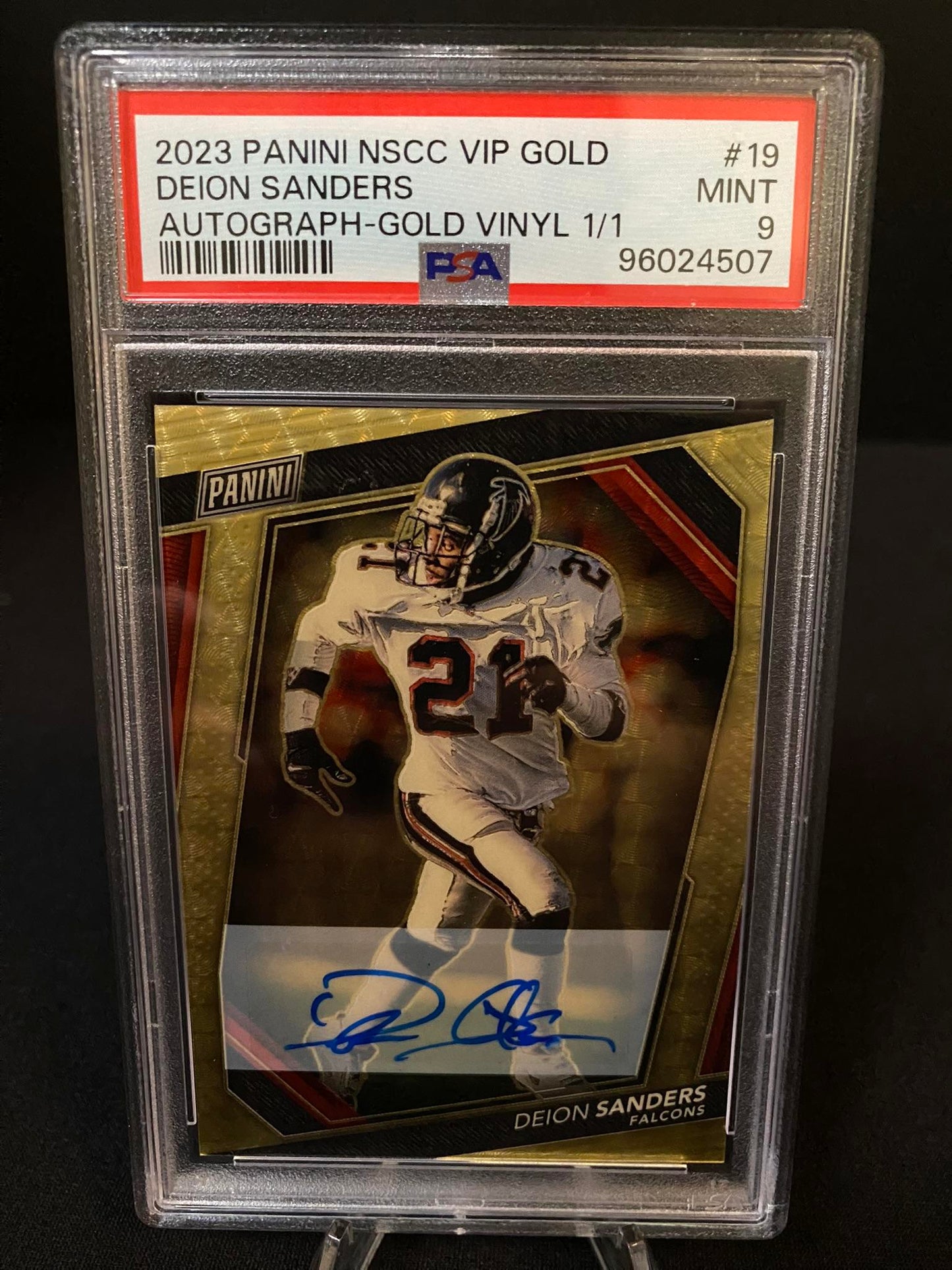 Deion Sanders 2023 Panini NSCC VIP Gold #19 Auto Gold Vinyl 1/1 PSA 9