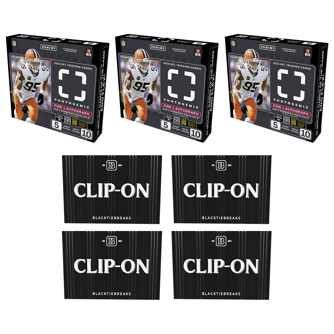 BREAK#145 SUNDAY 2025 Panini Photogenic Football Hobby (x3) + BlackTie Football Clip-on (x4) Pick Your Team (BS) 06/14/26 08:30 AM EST or RIP ON FILL