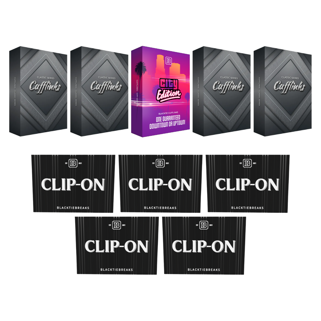 BREAK#168 BlackTie Multi-Sport Clip-On (x5) + BlackTie Multi-Sport Classic Cufflink (x4) + BlackTie City Edition Cufflink Team Break 09/21/26 RIP ON FILL