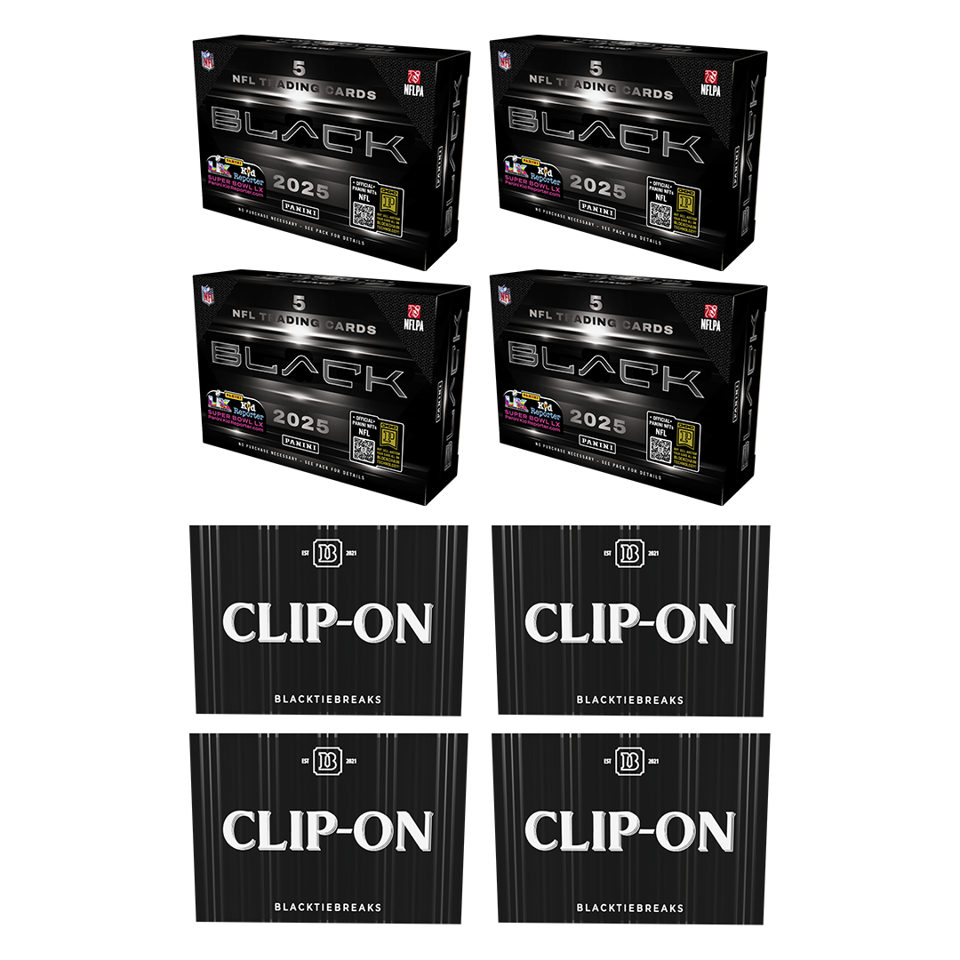 BREAK#164 SUNDAY 2025 Panini Black Football Hobby (x4) + BlackTie Football Clip-On (x4) Pick Your Team (MD) 10/12/25 10:30 PM EST or RIP ON FILL