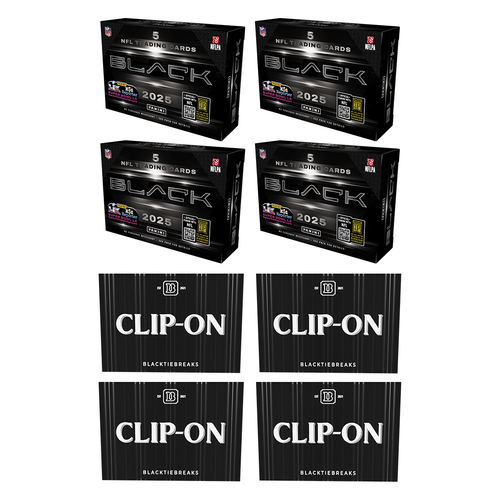 BREAK#190 MONDAY 2025 Panini Black Football Hobby (x4) + BlackTie Football Clip-On (x4) Pick Your Team (MD) 10/14/25 12:30 AM EST or RIP ON FILL