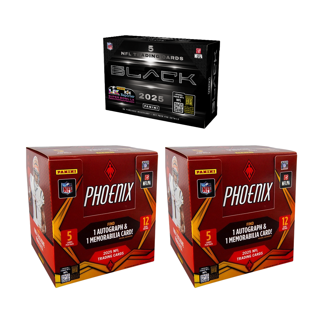 BREAK#179 MONDAY 12/08/25 09:00 PM EST or RIP ON FILL 2025 Panini Black Football Hobby + Panini Phoenix Football Preferred Hobby (x2) Pick Your Team (MDLT)