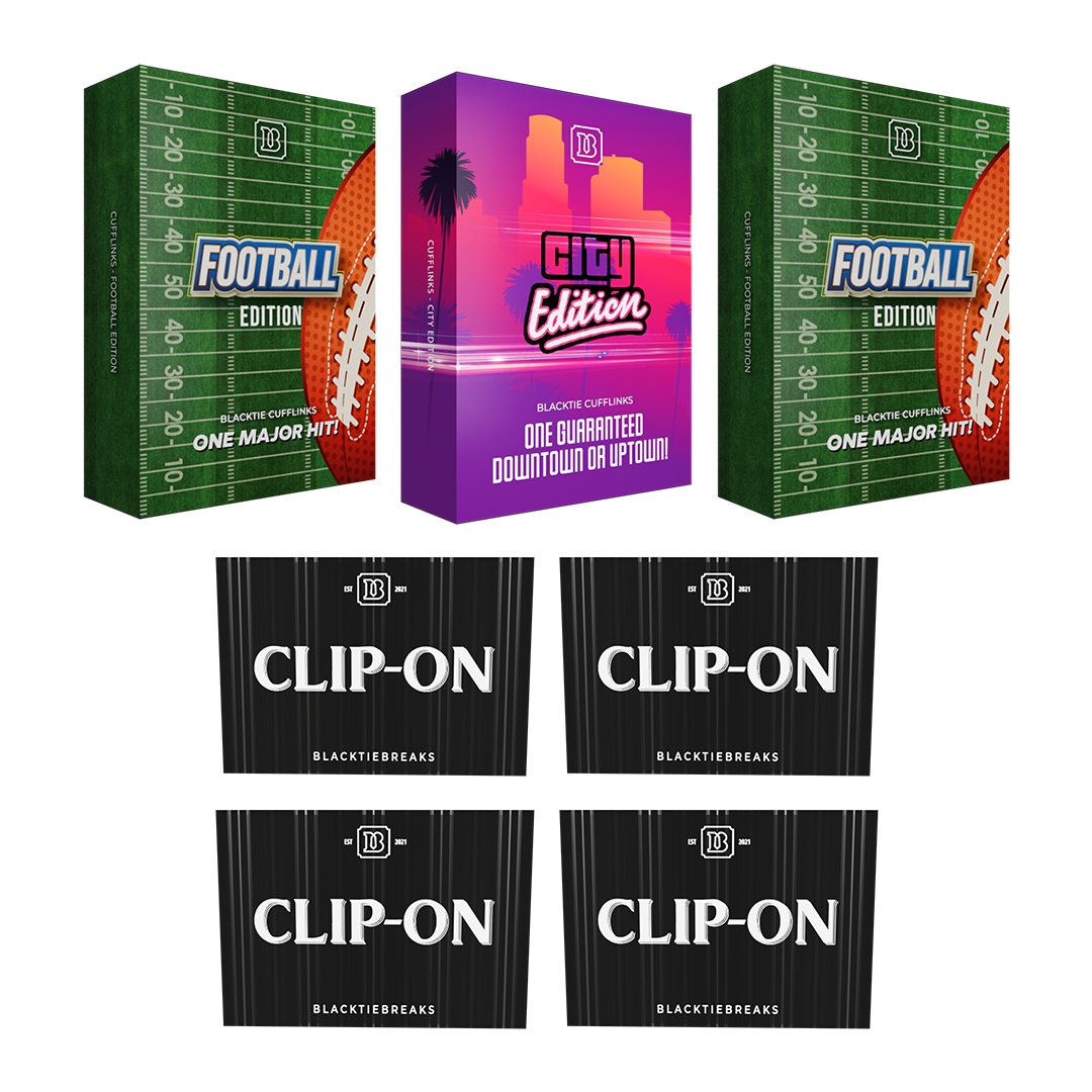 BREAK#180 MONDAY BlackTie Football City Edition Cufflink + BlackTie Football Edition Cufflink (x2) + BlackTie Football Clip-On (x4) Pick Your Team (MDLT) RIP ON FILL