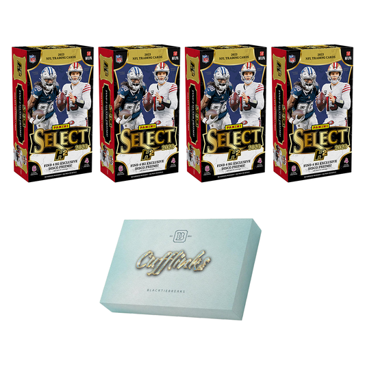 BREAK#199 WEDNESDAY 01:00 AM EST 2023 Panini Select Football H2 Hybrid Hobby (x4) + Panini Football Cufflink Pick Your Team (PYT) Sports Trading Card Break (BP)