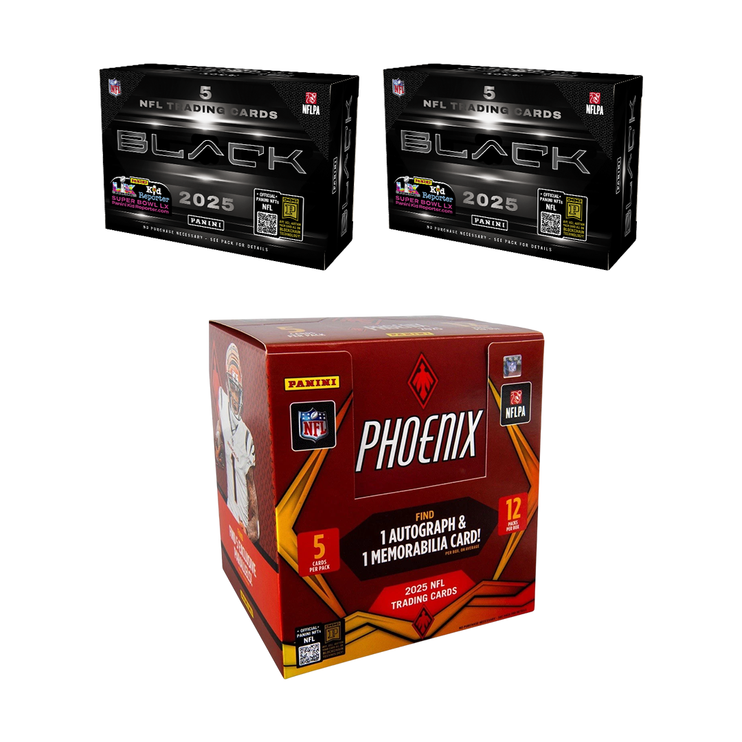 BREAK#195 TUESDAY 12/10/25 01:30 AM EST or RIP ON FILL 2025 Panini Black Football Hobby (x2) + Panini Phoenix Football Preferred Hobby Pick Your Team (MD)