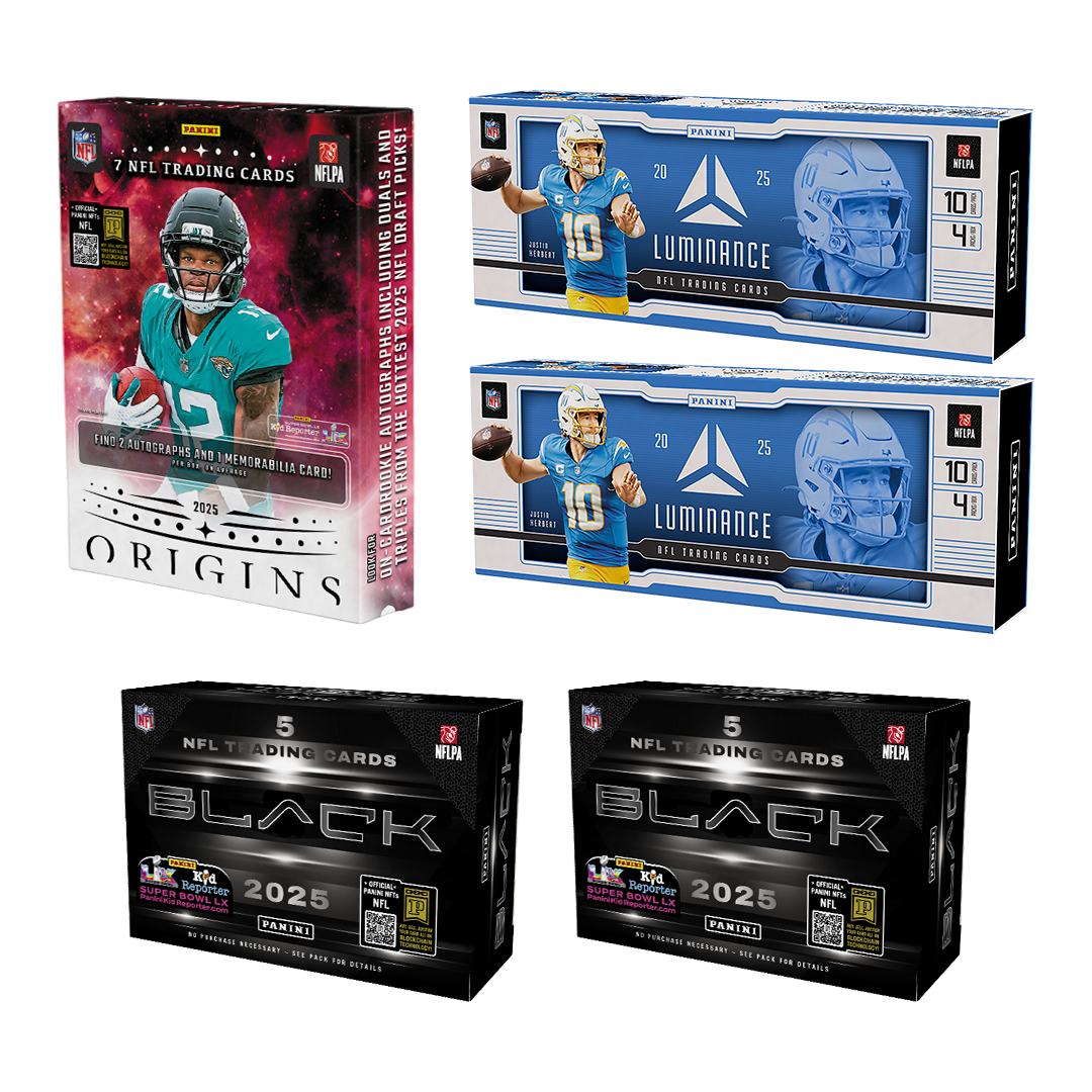 BREAK#186 MONDAY 2025 Panini Black Football Hobby (x2) + Panini Origins Football Hobby + Panini Luminance Football Hobby (x2) Pick Your Team (MDBP) 10/13/25 09:00 PM EST or RIP ON FILL