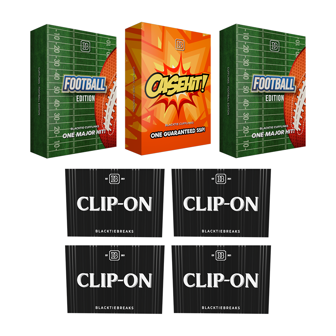 BREAK#192 TUESDAY BlackTie Football Case Hit Edition Cufflink + BlackTie Football Edition Cufflink (x2) + BlackTie Football Clip-On (x4) Pick Your Team (MDFO) RIP ON FILL