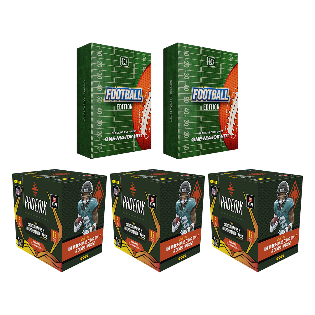BREAK#193 TUESDAY 12/09/25 10:30 PM EST or RIP ON FILL 2025 Panini Phoenix Football Hobby (x3) + BlackTie Football Edition Cufflink (x2) Pick Your Team (MDFO)