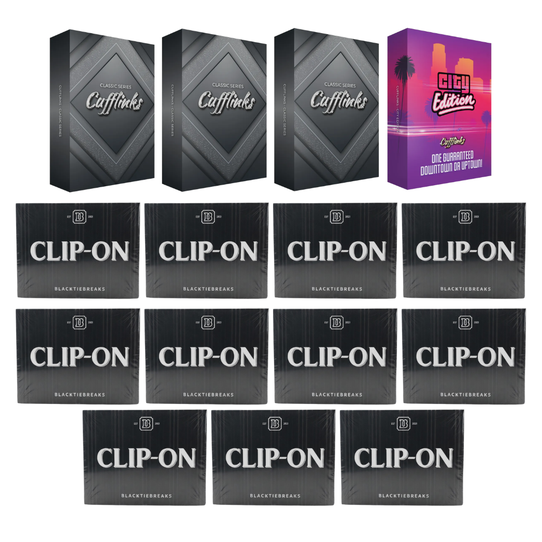 BREAK#19 BlackTie Multi-Sport Clip-On (x11) + BlackTie Multi-Sport Classic Cufflink (x3) + BlackTie City Edition Cufflink Pick Your Team 08/08/26 RIP ON FILL