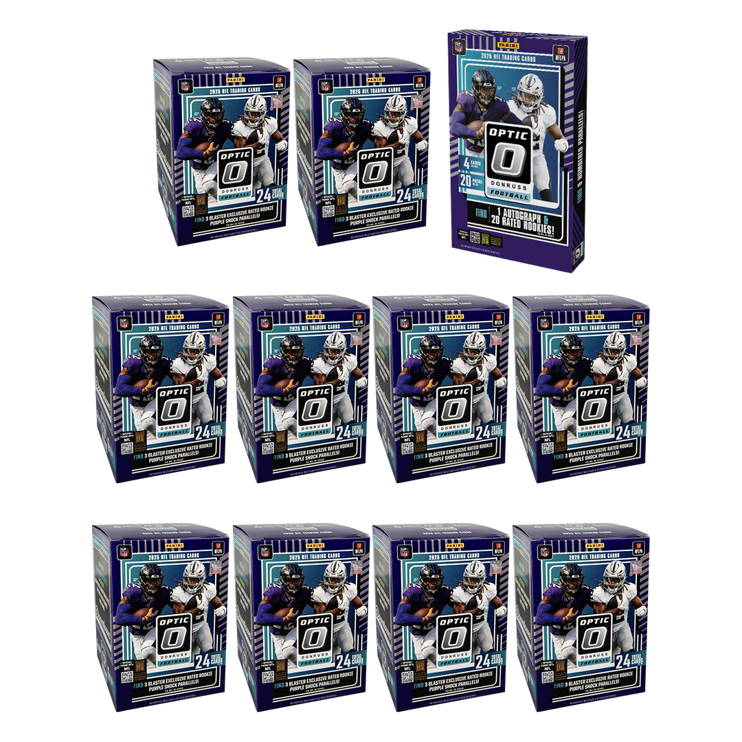 BREAK#220 MONDAY  02/17/26 12:00 AM EST or RIP ON FILL 2025 Panini Donruss Optic Football Hobby + Panini Donruss Optic Football Blaster Half Case (x10) Pick Your Team (BP)