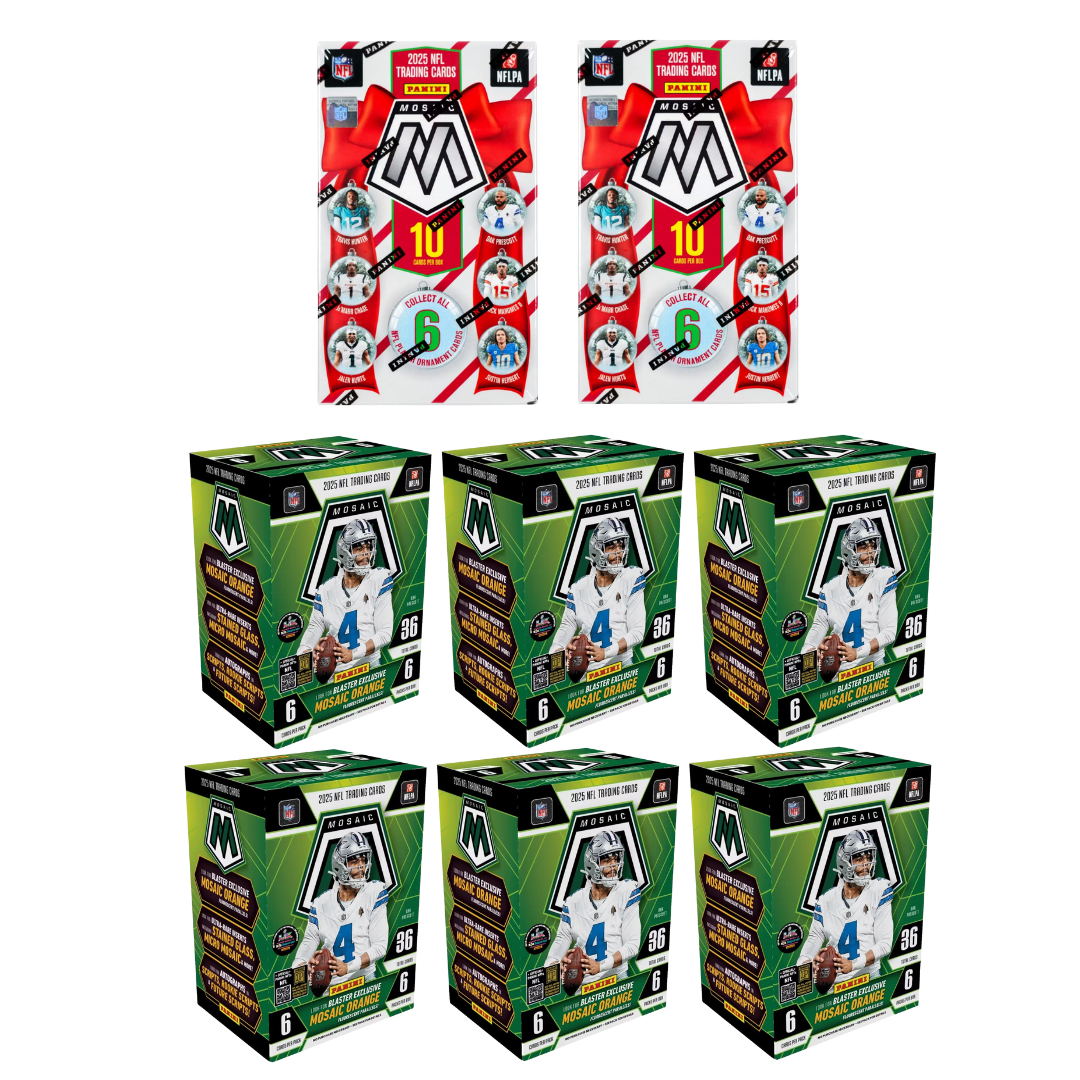 BANGER#233 THURSDAY 2025 Panini Mosaic Football Blaster (x6) + Panini Mosaic Football Ornament Box (x2) Pick Your Team (CT) 11/13/25 10:30 AM EST or RIP ON FILL