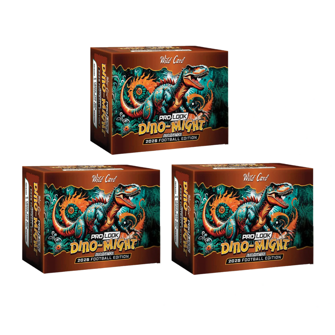 BREAK#306 TUESDAY 2025 Wild Card Dino-Might Pro-Look Football Hobby (x3) Pick Your Team (MD) RIP ON FILL