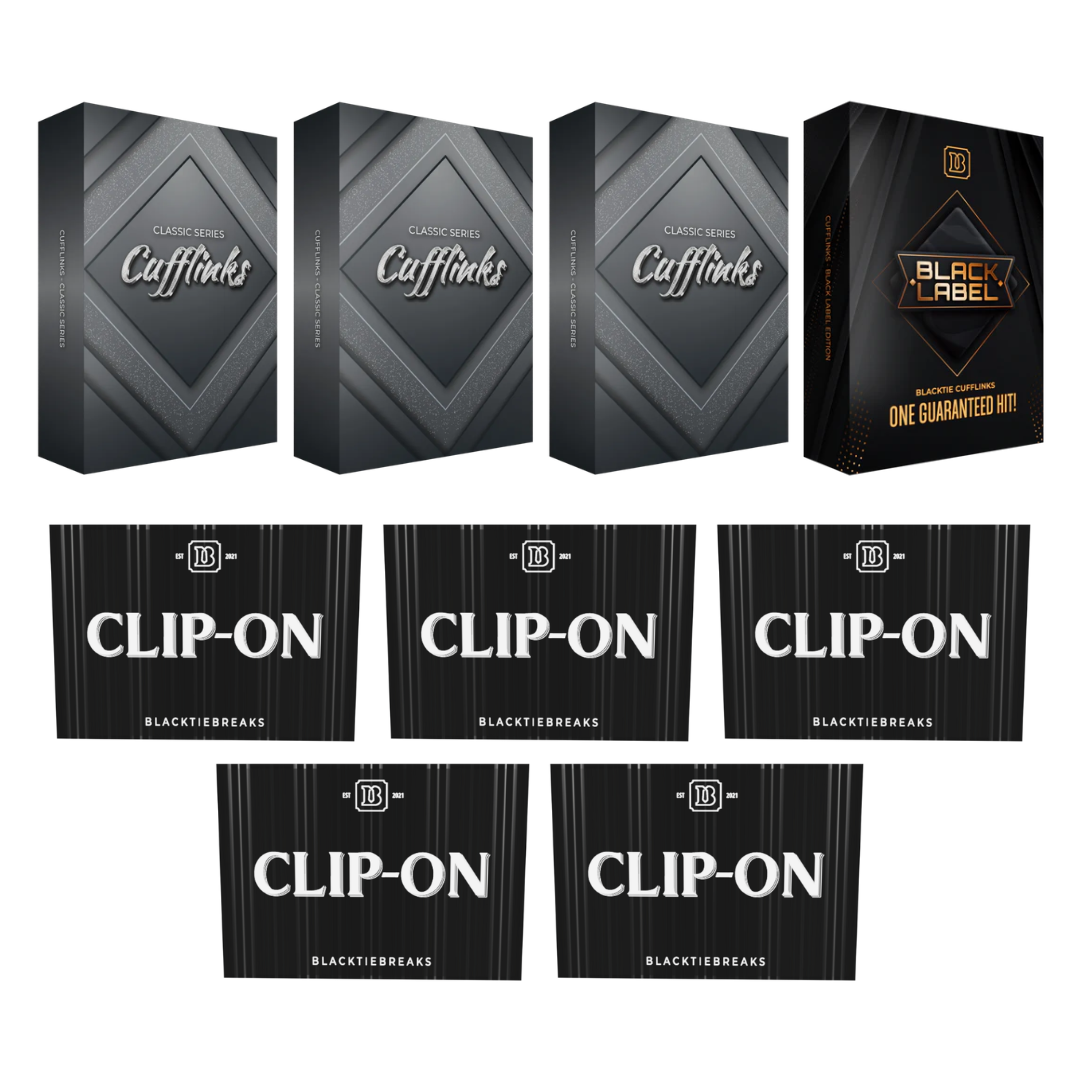 BREAK#247 BlackTie Multi-Sport Clip-On (x5) + BlackTie Multi-Sport Classic Cufflink (x3) + BlackTie Black Label Edition Cufflink Team Break 10/06/26 RIP ON FILL