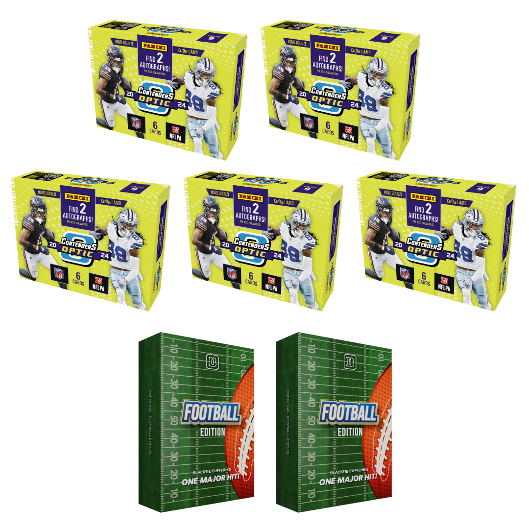 BREAK#270 FRIDAY 10/17/25 08:00 PM EST or RIP ON FILL 2024 Panini Contenders Optic Football Hobby (x5) + BlackTie Football Cufflink (x2) Pick Your Team (BPSM)