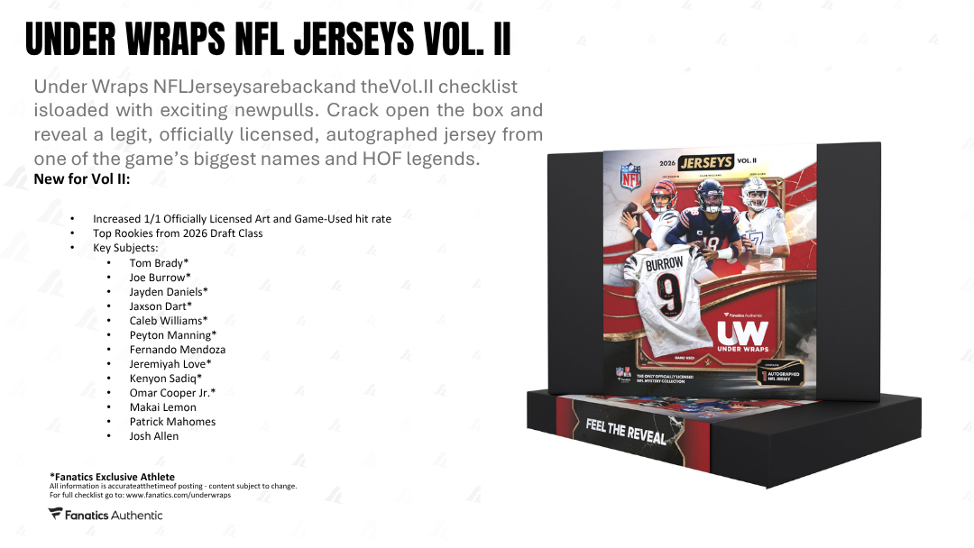 2026 Under Wraps NFL Autograph Jersey Vol. II