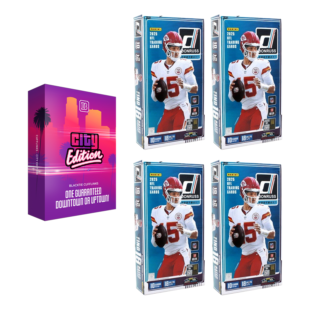 BREAK#293 SATURDAY 10/18/25 10:30 PM EST or RIP ON FILL 2025 Panini Donruss Football Hobby (x4) + BlackTie "City Edition" Football Cufflink Pick Your Team (BPBS)  RIP ON FILL