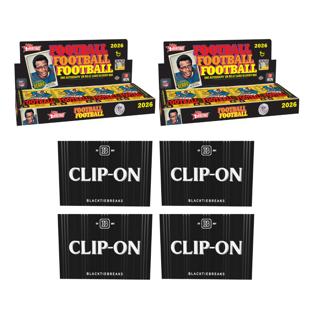 BREAK#343 2026 Topps Heritage Football Hobby (x2) + BlackTie Multi-Sport Clip-On (x4) Team Break 10/24/26 11:30 AM EST
