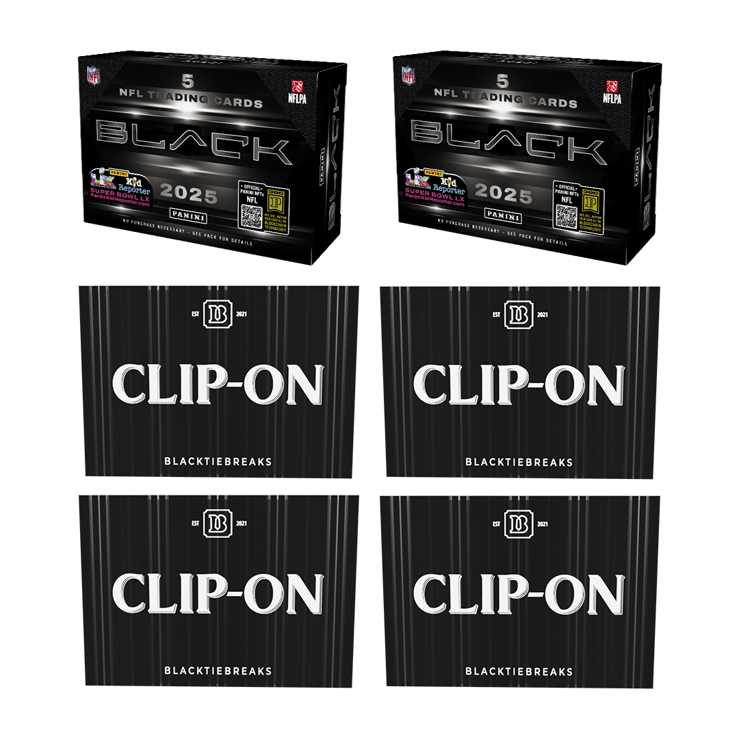 BREAK#348 TUESDAY 10/21/25 06:00 PM EST or RIP ON FILL 2025 Panini Black Football Hobby (x2) + BlackTie Football Clip-On (x4) Pick Your Team (SM)