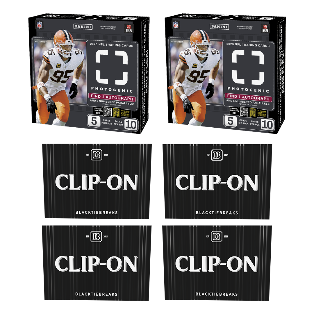 BREAK#045 WEDNESDAY 2025 Panini Photogenic Football Hobby (x2) + BlackTie Football Clip-On (x4) Pick Your Team (MD) 05/27/26 04:30 PM EST or RIP ON FILL