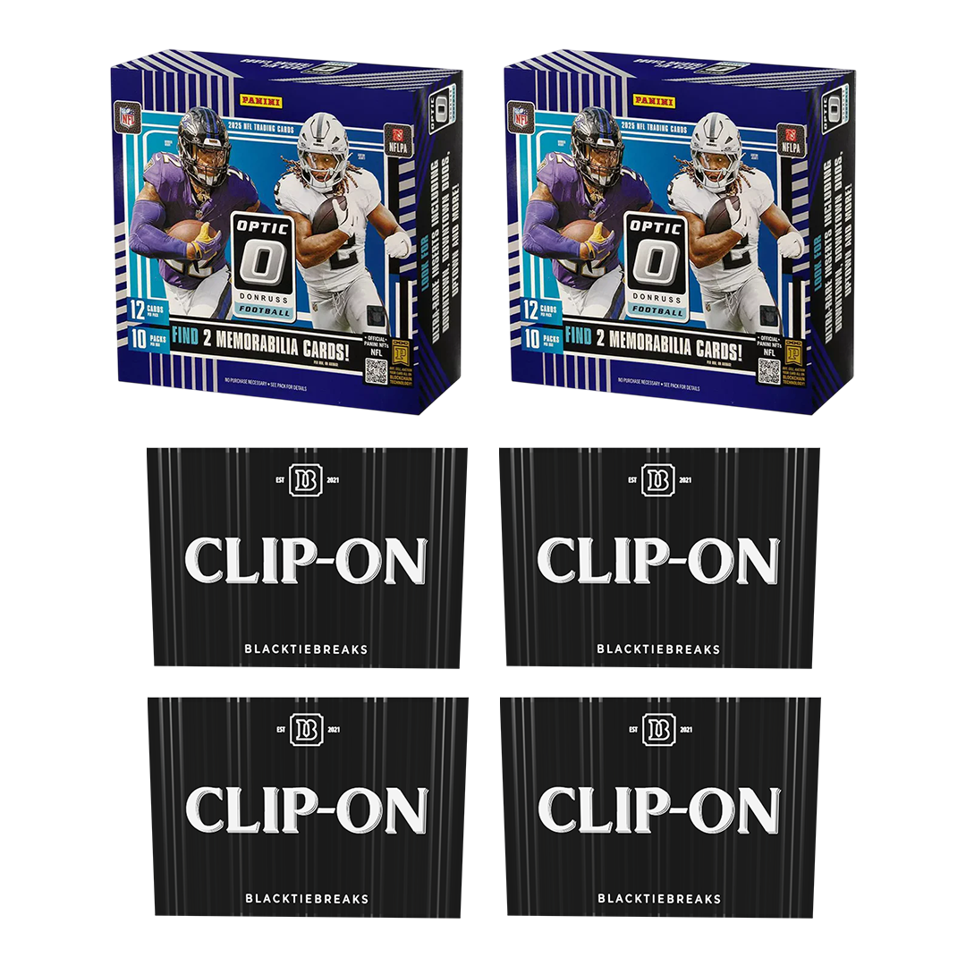 BREAK#766 SUNDAY 2025 Panini Donruss Optic Football Preferred Hobby (x2) + BlackTie Football Clip-On (x4) Pick Your Team (BS) 04/19/26 12:00 PM EST or RIP ON FILL