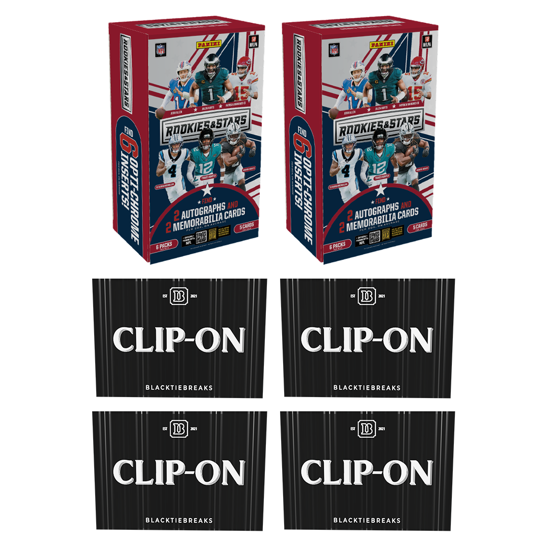 BREAK#452 WEDNESDAY 12/24/25 02:00 PM EST or RIP ON FILL 2025 Panini Rookies & Stars Football Hobby (x2) + BlackTie Football Clip-On (x4) Pick Your Team (BP)